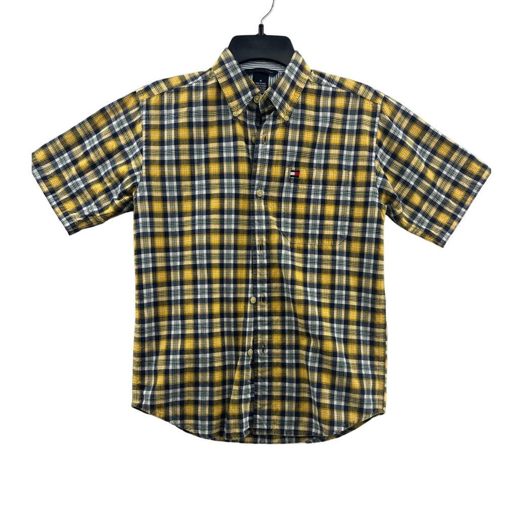 Tommy Hilfiger Men's Yellow Tartan Plaid Button Down M